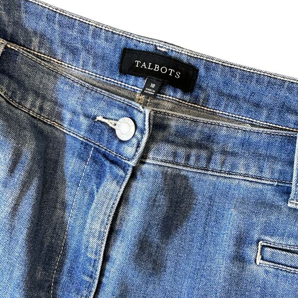 Talbots Denim Coastal Cowgirl Preppy Skirt Raw Fringe Hem Sexy Cottage Size 18 - Picture 4 of 6